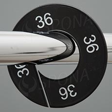 Velikostní kruh, značení na štendr "36", černý, bílé písmo, 1ks