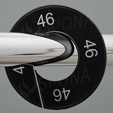 Velikostní kruh, značení na štendr "46", černý, bílé písmo, 1ks