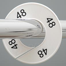 Velikostní kruh, značení na štendr "48", bílý, černé písmo, 1ks