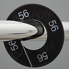 Velikostní kruh, značení na štendr "56", černý, bílé písmo, 1ks