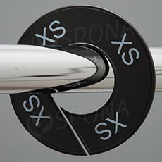 Velikostní kruh, značení na štendr "XS", černý, bílé písmo, 1ks