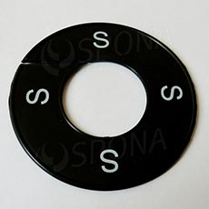 Velikostní kruh, značení na štendr "S", černý, bílé písmo, 1ks