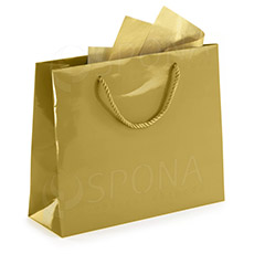 Dárková papírová taška SHINE 50x15x45 cm, zlatá, bavlněné ucho