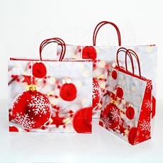 Papírová taška NATALE, 22+10 x 27+6 cm, vánoční vzor
