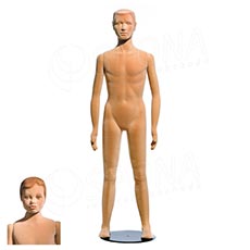 Figurína, manekýna dětská FLEXIBLE 15 let, chlapec, prolis, makeup, tělová barva, flok