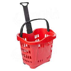 Nákupní košík na kolečkách, objem 43 L, červený plast