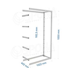 BIGSHOP KIT 08E, 1022 x 442 x 1850 x 182,5 mm, matný lak