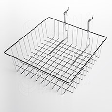 Koš drátěný univerzální 300 x 300 x 100 mm, chrom, pro systémy SLAT a SÍŤ
