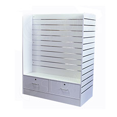 Gondola BOX H, oboustranný SLAT, 120 x 155 cm, 2 šuplíky, bílá