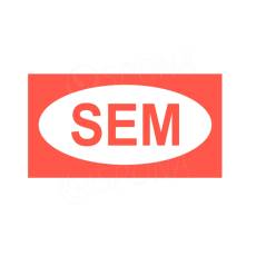 Samolepka na dveře s textem SEM, 90x50 mm, červená