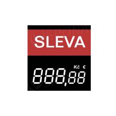Papírové cenovky s digitálními číslicemi, typ 4750, text "SLEVA", 3+2 pozice, 100 ks
