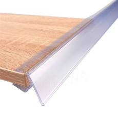 Cenovková lišta násuvná na police 16 až 18 mm, 40 x 1200 mm, sklon 15°, průhledná