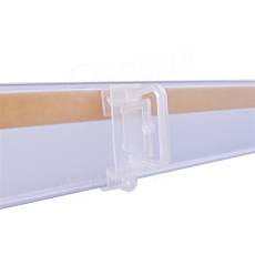 Držák cenovky na cenovkovou lištu do 3 mm, pro cenovku s dírkou 4 mm, transparent