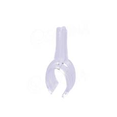 Plastový úchyt na oválnou tyč, typ KS 1, 20 x 35 mm, transparentní