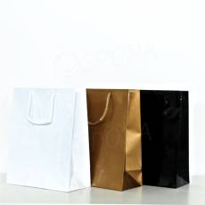 Papírová taška LAMINO, 22 x 10 x 27 cm, bílá lesklá