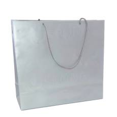 Papírová taška LAMINO, 35 x 13 x 31 cm, stříbrná lesklá