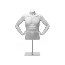 Bysta POLY pánská, krátká, paže v bok, bílá matná