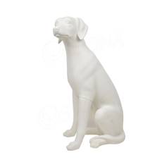 Figurína - pes sedící, hledící vlevo, bílá barva