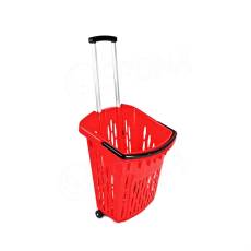 Nákupní košík na kolečkách, objem 38 litrů, červený plast