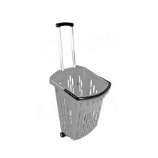 Nákupní košík na kolečkách, objem 38 litrů, šedý plast