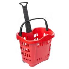 Nákupní košík na kolečkách, objem 43 litrů, červený plast