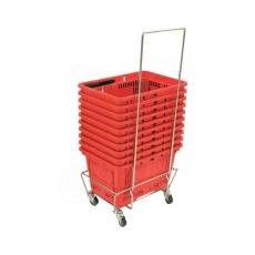 Vozík pro nákupní košíky KP, pojízdný s úchytem