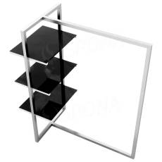 Štendr 1222 s policemi, výška 135 cm, šířka 100 cm, nerez a černé sklo