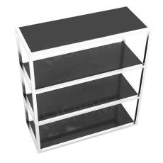 Štendr 1225 s policemi, výška 138 cm, šířka 120 cm, nerez a černé sklo