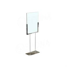 Stojánek INFO A4 vysoký, výška 600 mm, s PVC kapsami, chrom