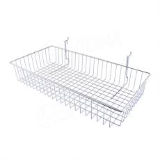 Koš drátěný univerzální 600 x 300 x 100 mm, chrom, pro systémy SLAT a SÍŤ