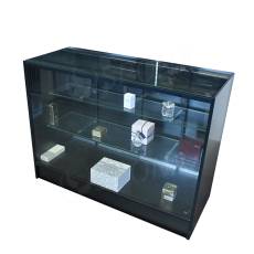 Vitrína prosklená, 124x50x93 cm, MDF deska, černá